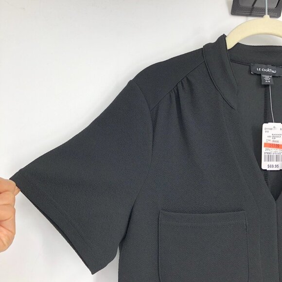 NWT Le Chateau Black V-Neck Shift mini Dress Chest Pocket size S - Picture 9 of 14